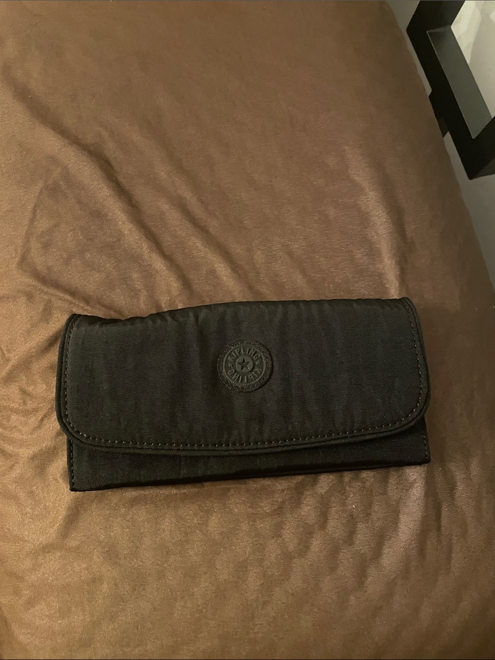 Kipling Black Nylon Foldover Clutch Wallet